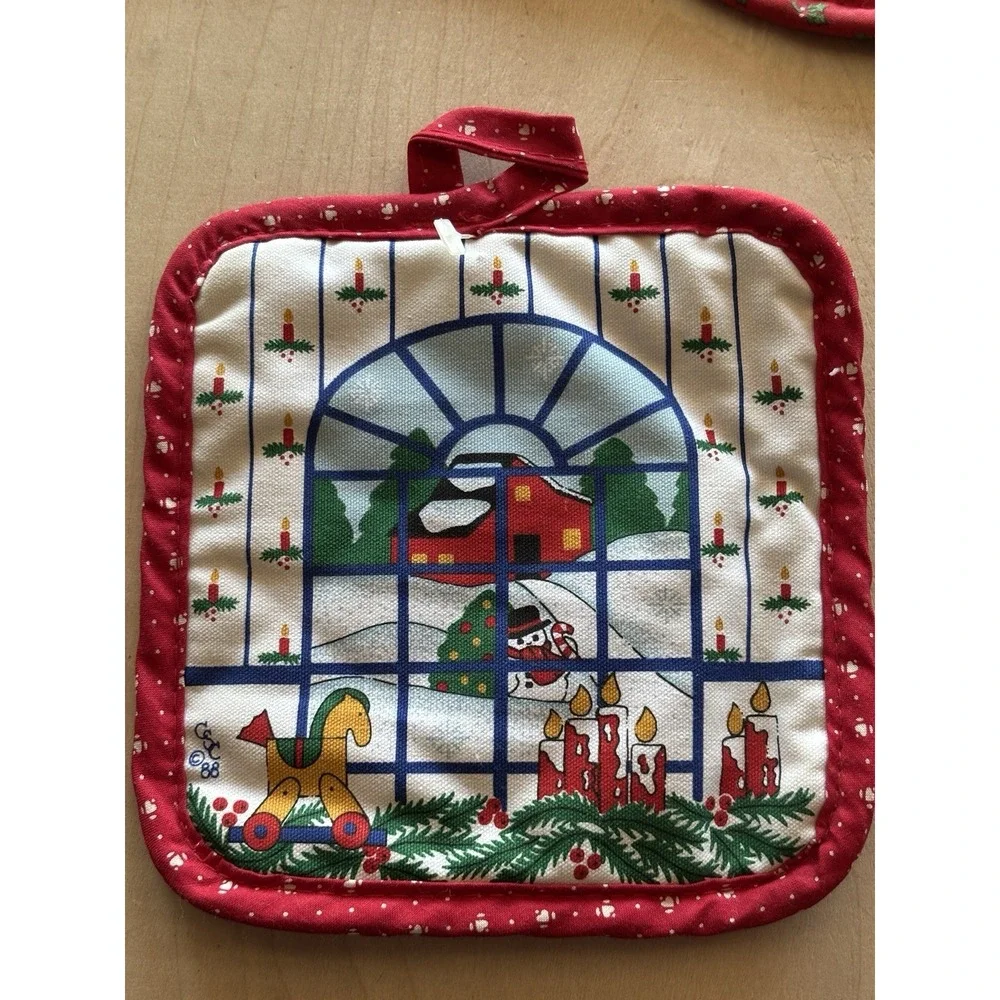 Vtg 1990s Christmas Potholder Hot Pad LOT of 4 New Unused B&D CSC Cottage Goose